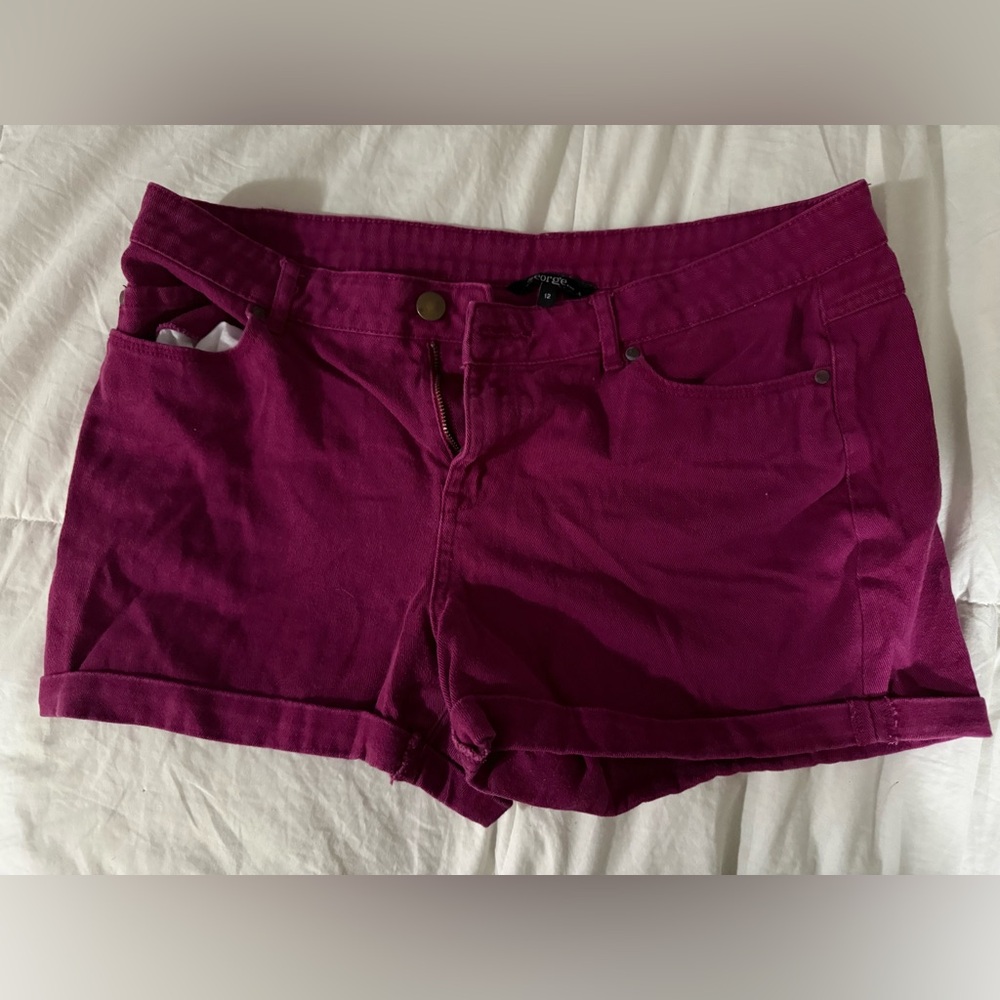 George purple maroon denim jean shorts